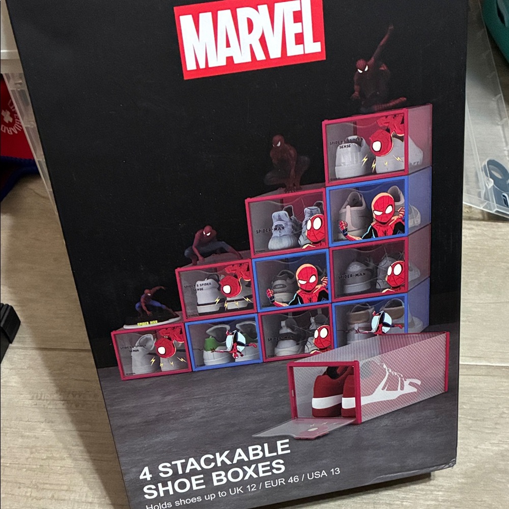 Marvel (4 pack) red stackable shoe boxes